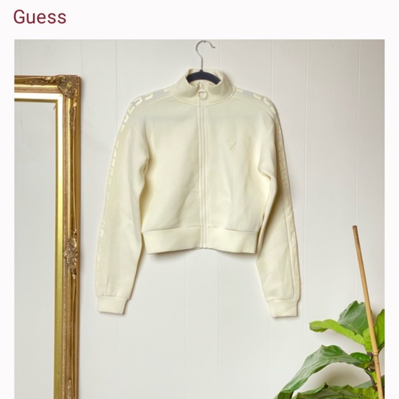 Eco Allie Scuba Zip-Up Jacket Cream Fitted Sweatshirt - Picture 4 of 6